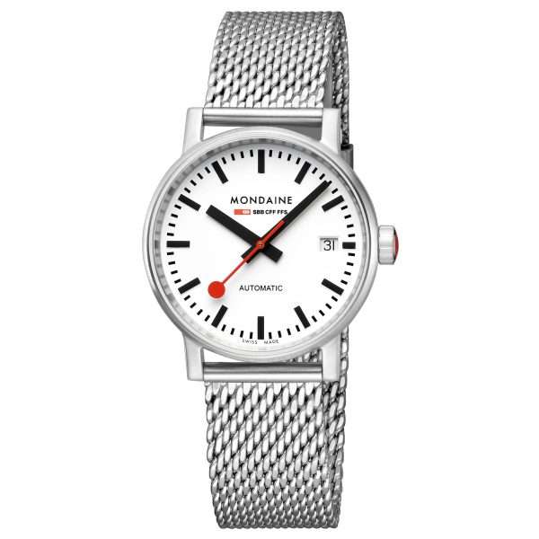 Mondaine Evo2 Automatic White Dial Stainless Steel Bracelet Ladies Watch MSE.35610.SM