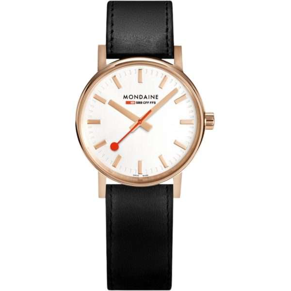 Mondaine EVO2 Quartz White Dial Black Leather Strap Ladies Watch MSE.40112.LB