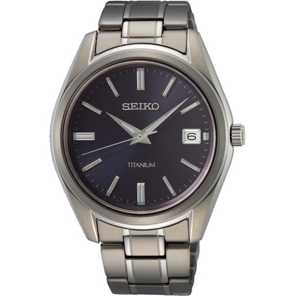 Seiko Conceptual Quartz Blue Sunburst Dial Men's Watch Titanium Bracelet SUR373P1