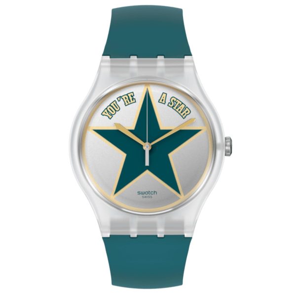 Fathers Day Star Dad Quartz Silver Dial Green Silicone Strap Men's Watch SO29Z119