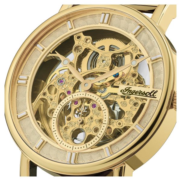 Ingersoll The Herald Automatic Gold Dial Gold PVD Milanese Bracelet Men's Watch I004013 - Image 4