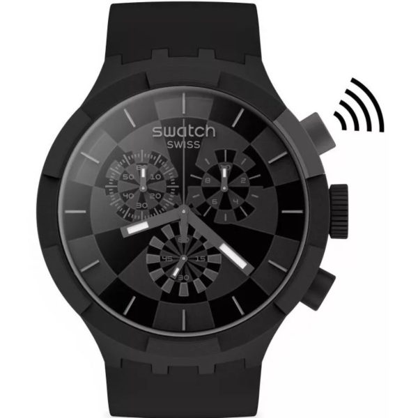 Swatch Swatchpay! Checkpoint Black Pay! Quartz Black Dial Black Silicone Strap Unisex Watch SB02B103-5300