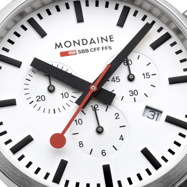 Mondaine Neo SBB Chrono White Dial Grape Leather Strap Men's Watch MSD.41411.LBV - Image 10