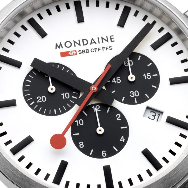 Mondaine Neo SBB Chrono White Dial Grape Leather Strap Men's Watch MSD.41410.LBV - Image 8