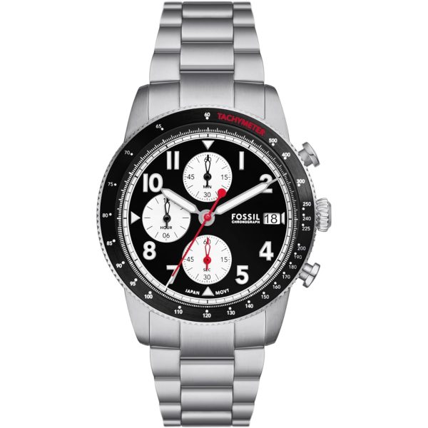 Fossil Sport Tourer Chronograph Stainless Steel Bracelet Black Dial Men's Watch FS6045