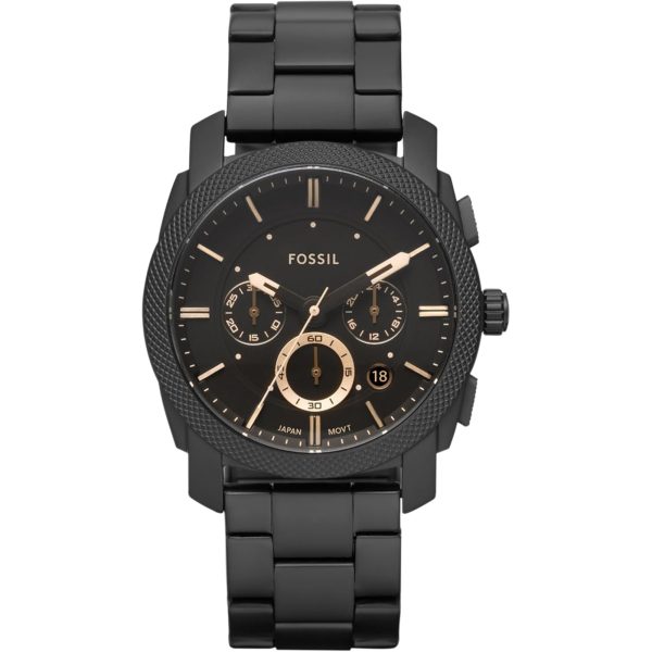 Fossil Machine Chronograph Black Stainless Steel Bracelet Black Dial Men's Watch FS4682