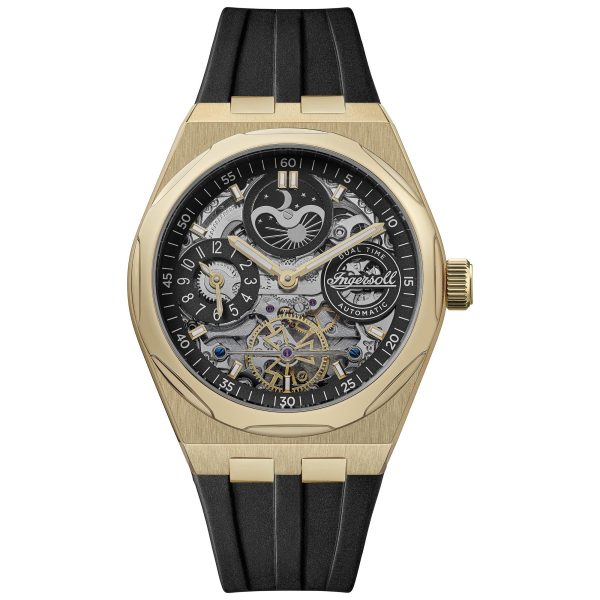 Ingersoll 1892 The Broadway Automatic Men's Watch with Black Skeleton Dial and Black PU Strap - I12907