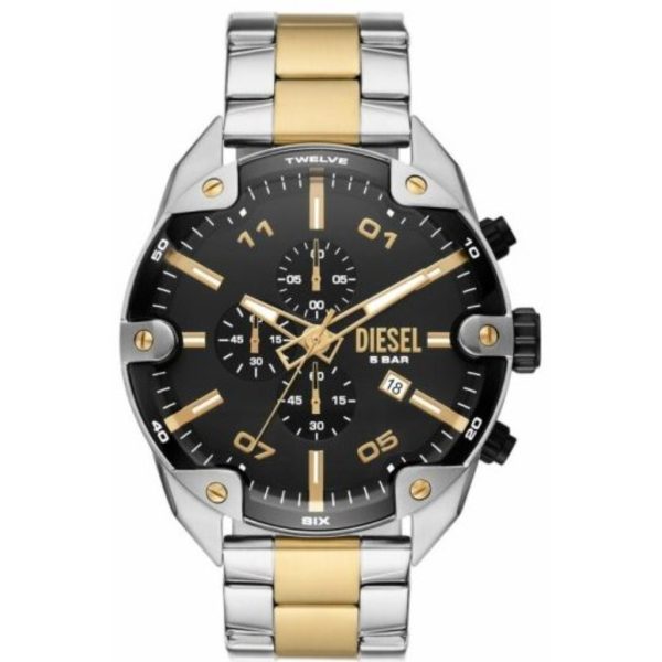 Diesel Spiked Chronograph Two-Tone Stainless Steel Black Dial Men's Watch DZ4627