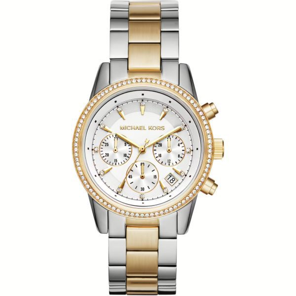 Michael Kors Ritz Chronograph Stainless Steel White Dial Women's Watch MK6474