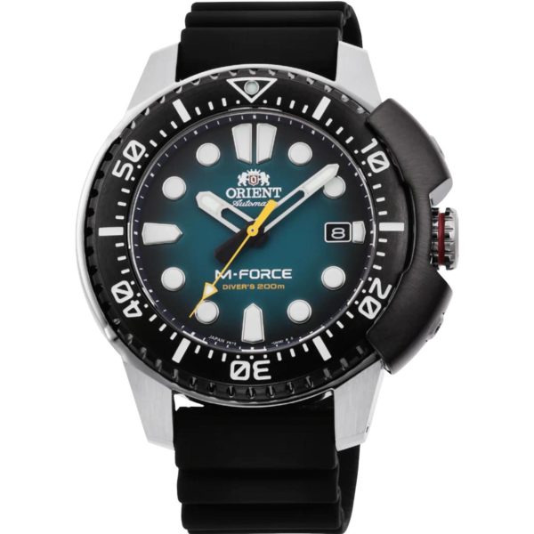 Orient M-Force Turquoise Fumé Dial Black Rubber Strap Automatic Men’s Watch RA-AC0L04L00B