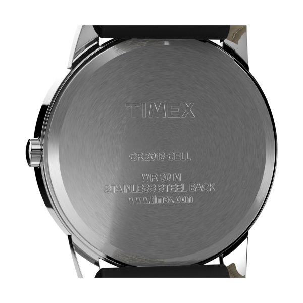 Timex Men's Basic Round Black Leather Strap White Dial Watch T20501 - Image 2