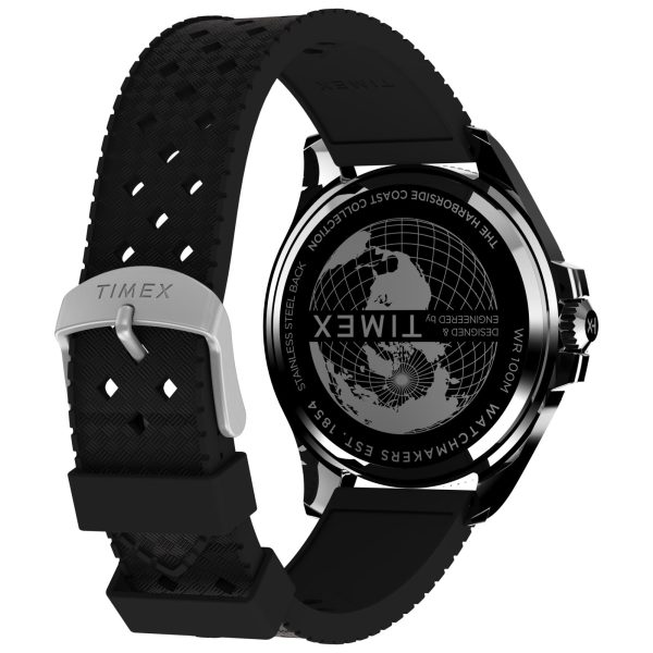 Timex Harborside Coast Silver-Tone Case Black Aventurine Dial Men's Watch with Black Silicone Strap TW2V91700 - Image 5