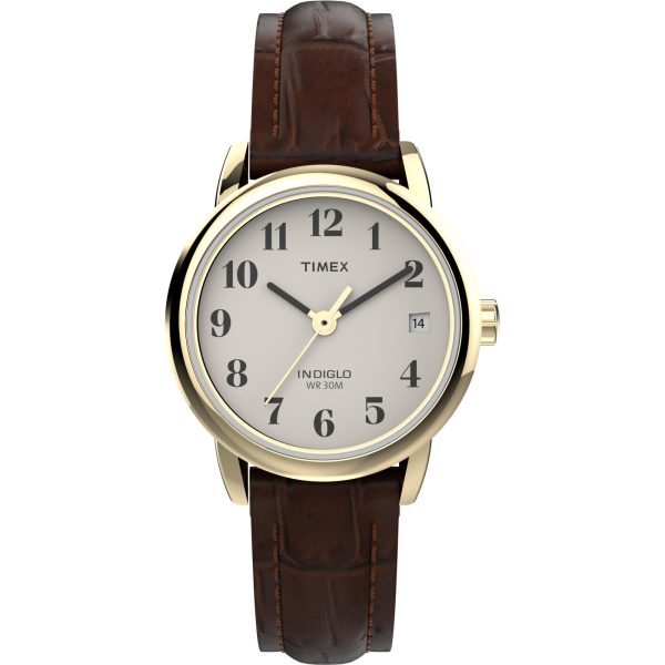 Timex Women’s Basic Round Brown Leather Strap Natural Dial Watch T20071