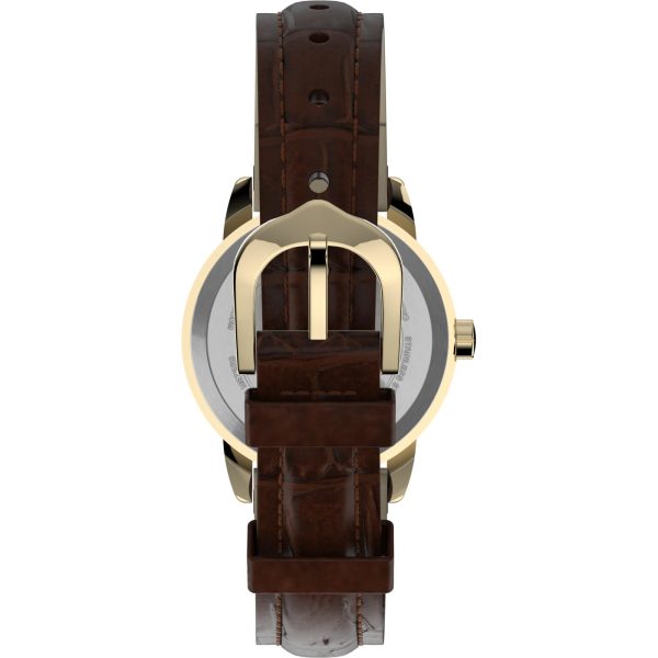 Timex Women’s Basic Round Brown Leather Strap Natural Dial Watch T20071 - Image 3