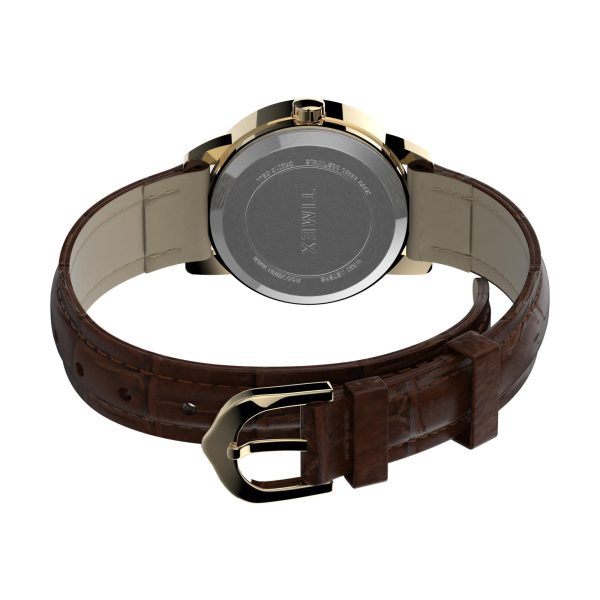 Timex Women’s Basic Round Brown Leather Strap Natural Dial Watch T20071 - Image 5