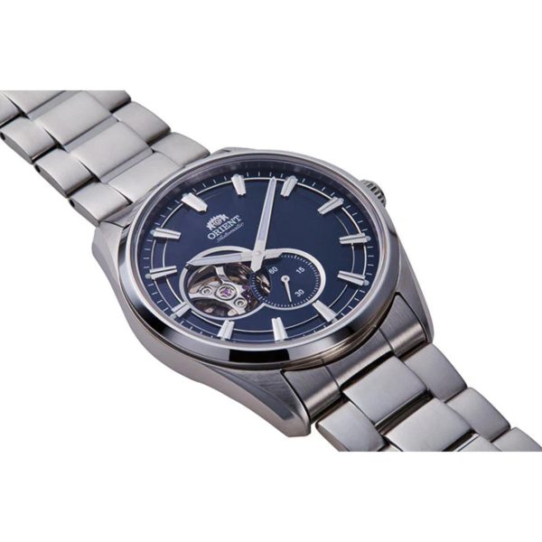 Orient Semi Skeleton Open Heart Mechanical Blue Dial Stainless Steel Bracelet Men’s Watch RA-AR0003L30B - Image 3