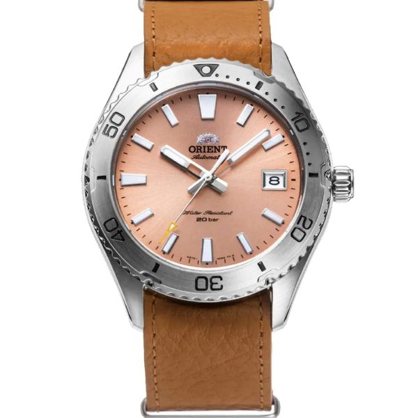 Orient Mako Automatic Apricot Dial Leather Strap Men's Watch RA-AC0Q05P10B