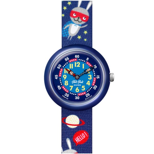 Flik Flak Super Hopper Quartz Blue Dial Textile Strap Boys Watch FBNP166