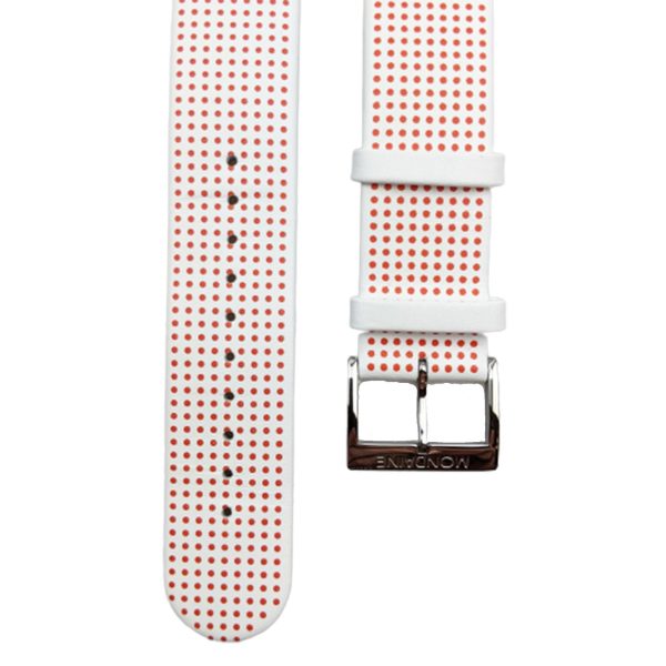 Mondaine Leather Strap White Red Dots Unisex FEM.16220.11Q.K