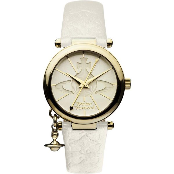 Vivienne Westwood Orb Quartz Cream Dial Leather Strap Ladies Watch VV006WHWH