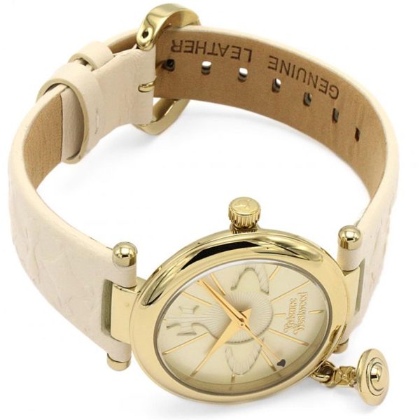 Vivienne Westwood Orb Quartz Cream Dial Leather Strap Ladies Watch VV006WHWH - Image 2