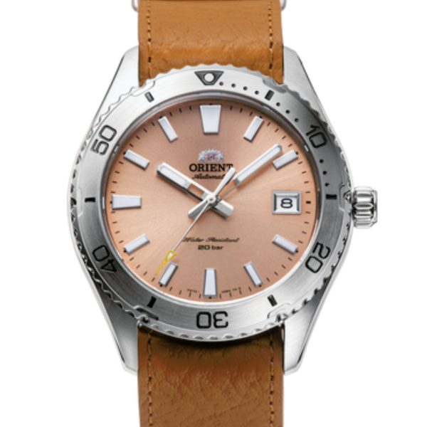 Orient Mako Automatic Apricot Dial Leather Strap Men's Watch RA-AC0Q05P10B - Image 2