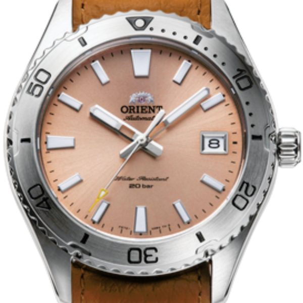 Orient Mako Automatic Apricot Dial Leather Strap Men's Watch RA-AC0Q05P10B - Image 4