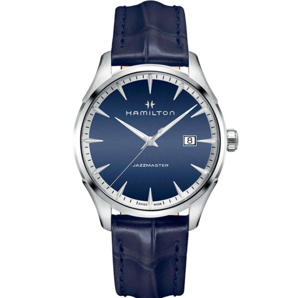 Hamilton Jazzmaster Quartz Blue Dial Blue Leather Strap Men's Watch H32451641