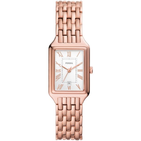 Fossil Raquel Date Rose Gold-Tone Stainless Steel White Dial Women’s Watch ES5271