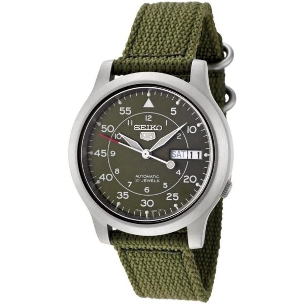 Seiko 5 Automatic Green Dial Green NATO Nylon Strap Men's Watch SNK805K2