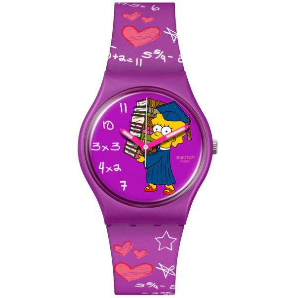 Swatch Simpsons Lisa Class Act Purple Dial Unisex Watch SO28Z118