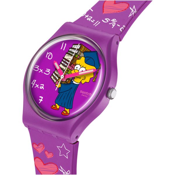 Swatch Simpsons Lisa Class Act Purple Dial Unisex Watch SO28Z118 - Image 2