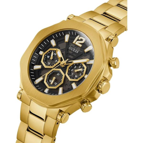 Guess Men's Black Transparent Dial Gold Tone Stainless Steel Bracelet Watch GW0539G2 - Image 2