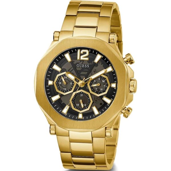 Guess Men's Black Transparent Dial Gold Tone Stainless Steel Bracelet Watch GW0539G2 - Image 3