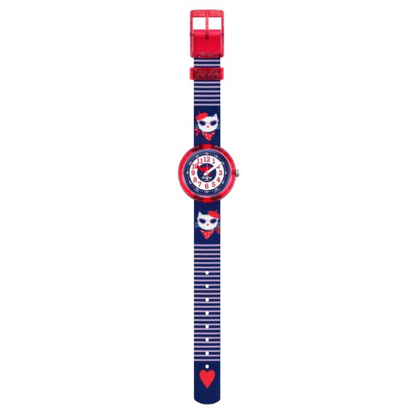 Flik Flak City of Life Catitude Quartz Movement Blue Dial Textile Bracelet Kids Watch FPNP065 - Image 2