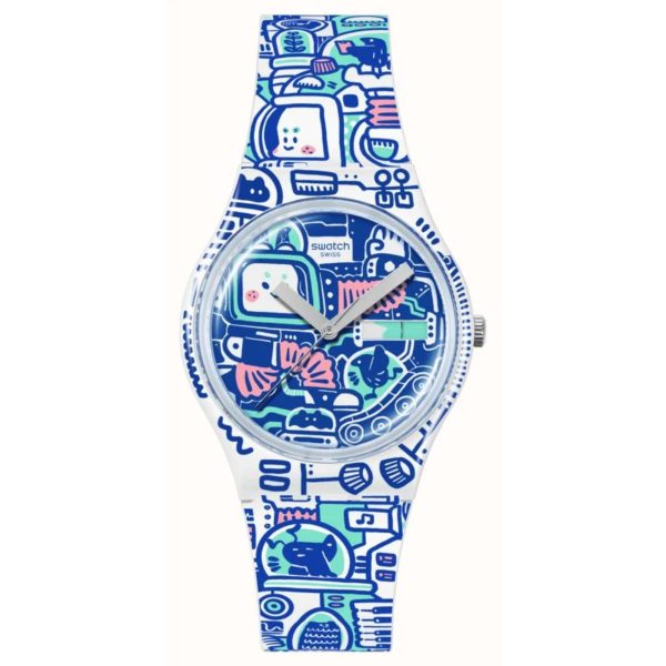 Swatch Quartz B-Bot Watch Keith Haring x Break Free Collection SO28Z702