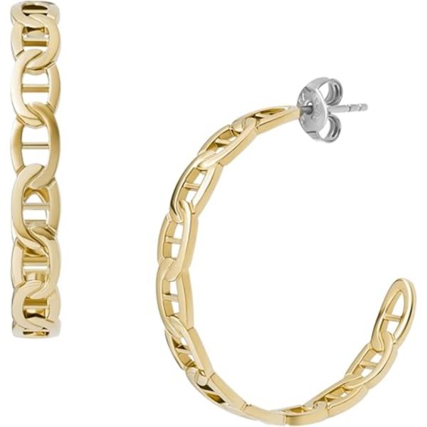 Fossil Heritage D-Link Gold-Tone Stainless Steel Hoop Women's Earrings  JF04781710 - Image 2