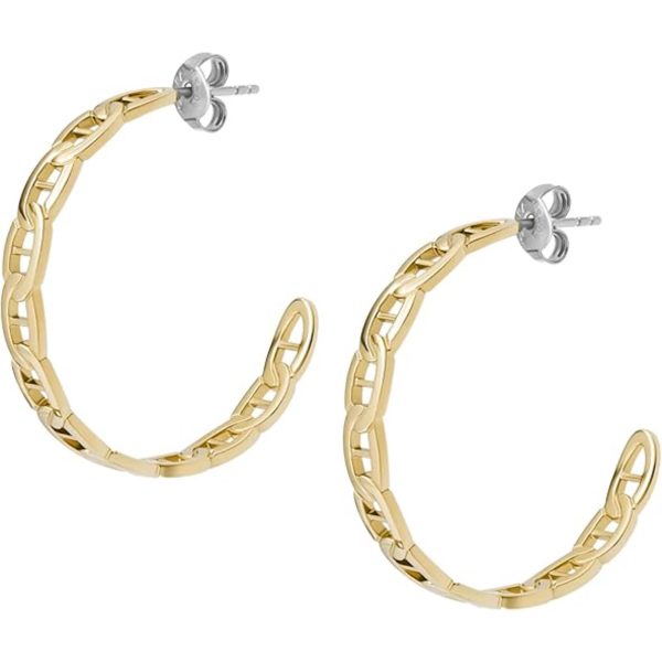 Fossil Heritage D-Link Gold-Tone Stainless Steel Hoop Women's Earrings  JF04781710 - Image 3