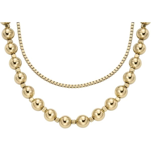 Fossil All Stacked Up Gold-Tone Stainless Steel Beaded Women's Necklace JA7248710 - Image 2