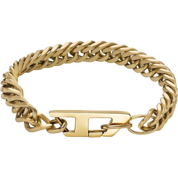 Diesel Matte Gold-Tone Stainless Steel Chain Link Unisex Bracelet DX1511710