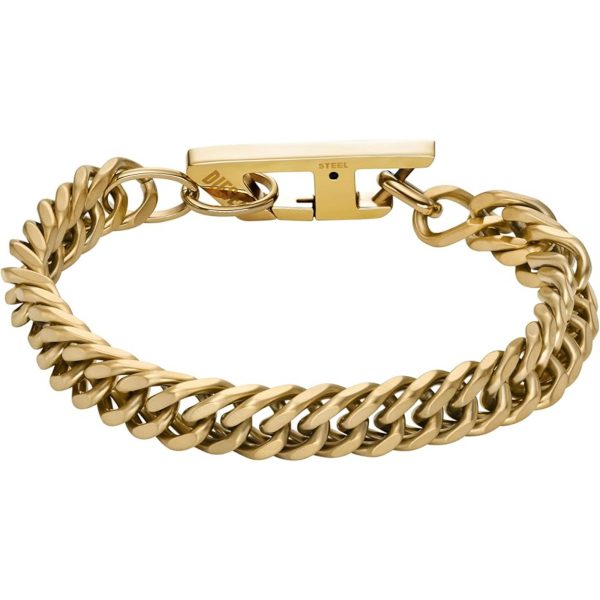 Diesel Matte Gold-Tone Stainless Steel Chain Link Unisex Bracelet DX1511710 - Image 4