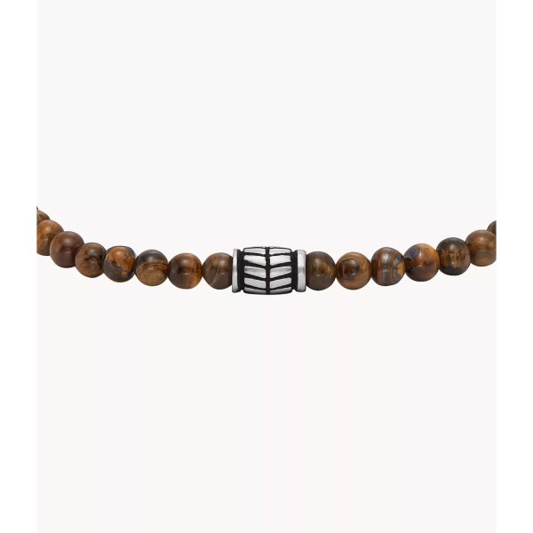 Fossil Tiger's Eye Beaded Men's Bracelet JF04413040 - Image 2