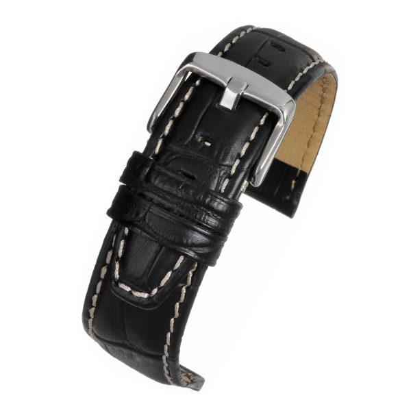 LBS Black Super Alligator Grain w/ Nubuck Men's Watch Strap WH600/18