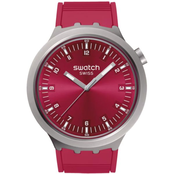 Swatch Big Bold Scarlett Shimmer Quartz Red Dial Stainless Steel Bracelet Unisex Watch SB07S104