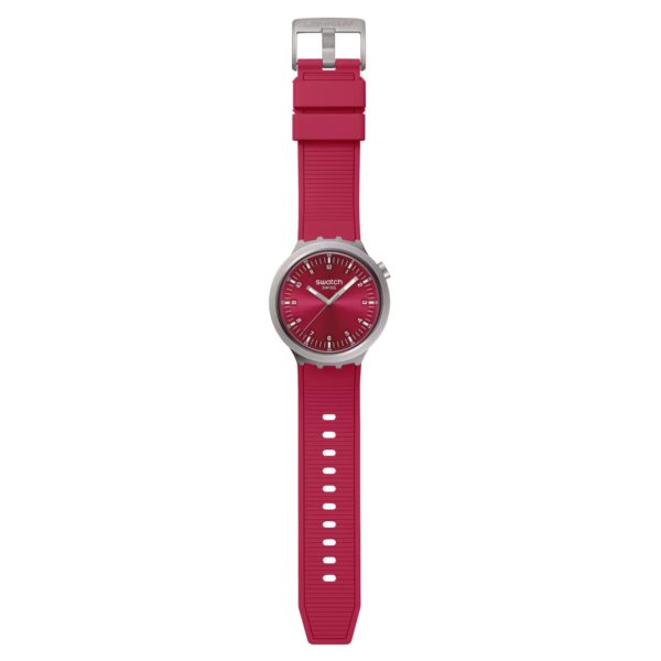 Swatch Big Bold Scarlett Shimmer Quartz Red Dial Stainless Steel Bracelet Unisex Watch SB07S104 - Image 2