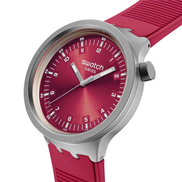 Swatch Big Bold Scarlett Shimmer Quartz Red Dial Stainless Steel Bracelet Unisex Watch SB07S104 - Image 3