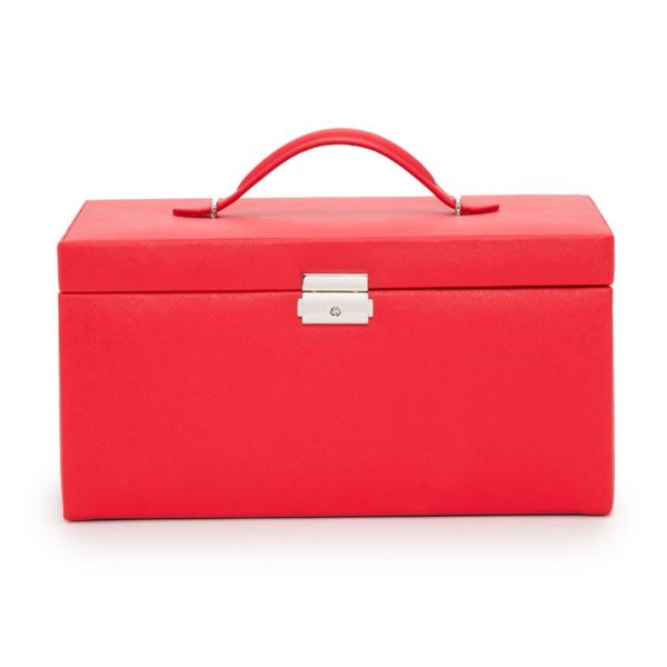 WOLF Heritage Large Jewelry Box Red Saffiano Leather 280214