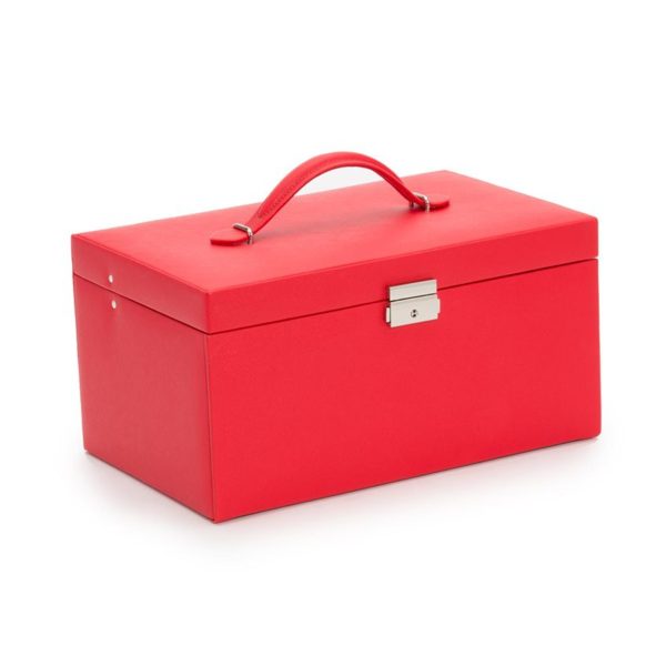 WOLF Heritage Large Jewelry Box Red Saffiano Leather 280214 - Image 2