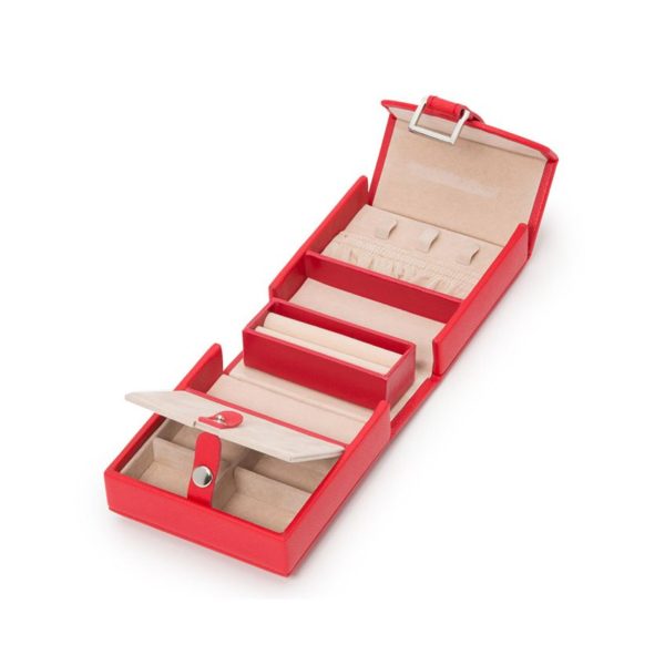 WOLF Heritage Fold-Out Jewelry Box Red Saffiano Leather 281214 - Image 3