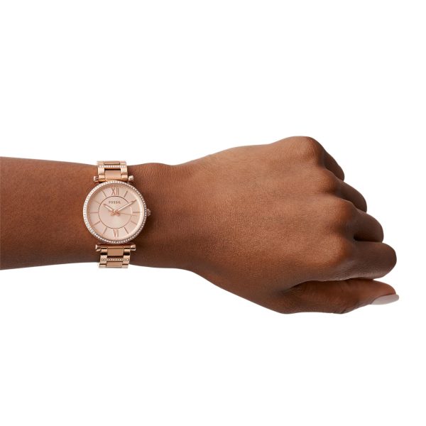 Fossil Carlie Rose Gold Dial Tone Stainless Steel Bracelet Women's Watch ES4301 - Image 4